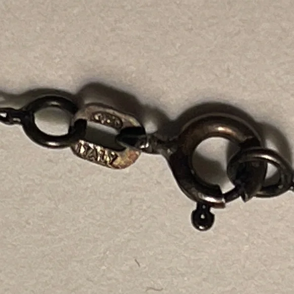 925 Sterling Silver Necklace & Pendant Italy chain vintage blue stone - Picture 5 of 16